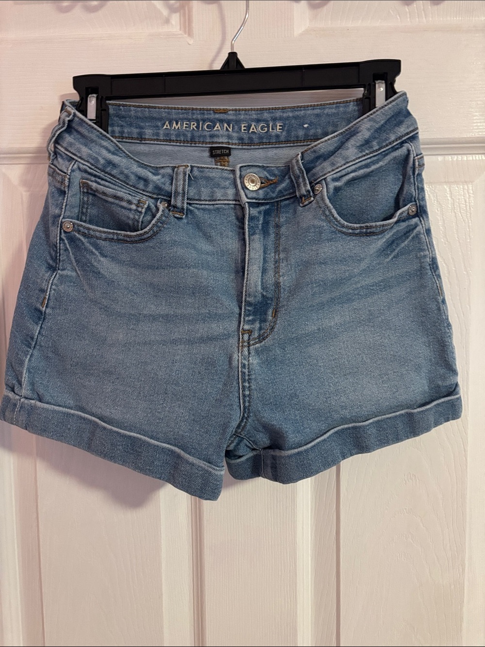 American Eagle Outfitters Light Wash Cuffed Denim Shorts